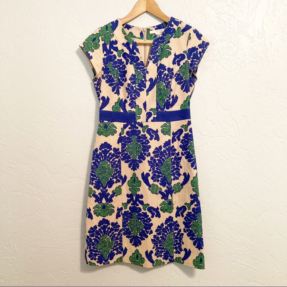 Boden Damask Tapestry Textured Cotton Shift Dress